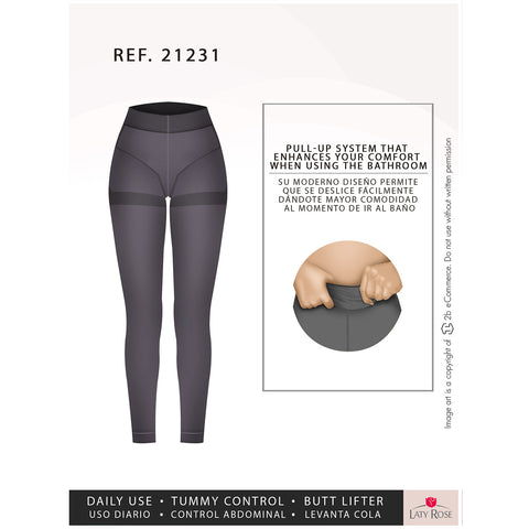 LT.Rose 21231 | Tummy Control Butt Lifter Seamless Mid Rise Leggings-3-Shapes Secrets Fajas