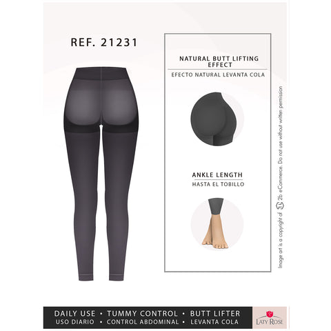 LT.Rose 21231 | Tummy Control Butt Lifter Seamless Mid Rise Leggings-4-Shapes Secrets Fajas