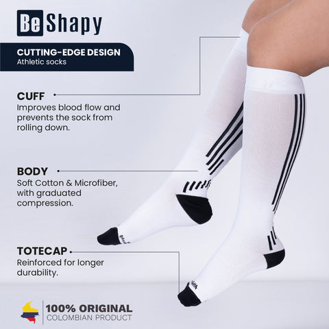 Be Shapy | Sports Compression Athletic Unisex Knee High Socks| Medias Deportivas-3-Shapes Secrets Fajas