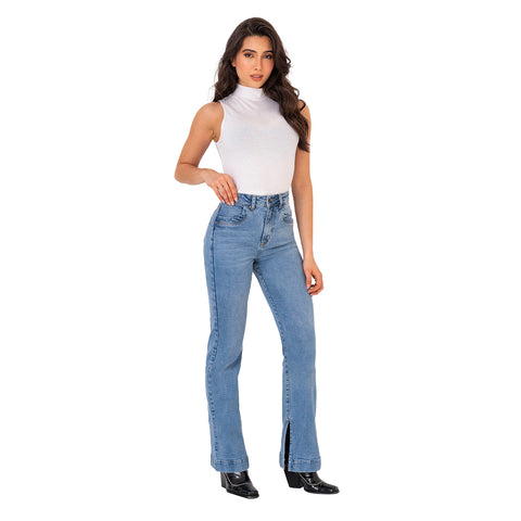 LOWLA 212358 | High Rise Butt Lift Mom Flare Colombian Jeans with Ankle Openings-4-Shapes Secrets Fajas