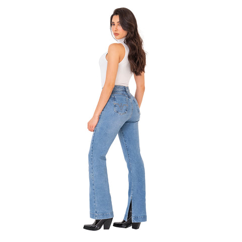 LOWLA 212358 | High Rise Butt Lift Mom Flare Colombian Jeans with Ankle Openings-6-Shapes Secrets Fajas