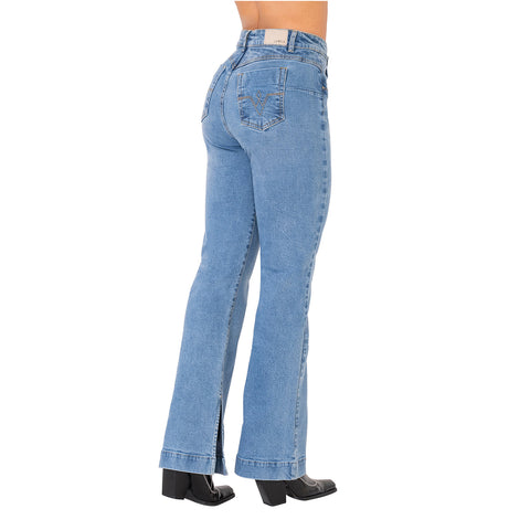 LOWLA 212358 | High Rise Butt Lift Mom Flare Colombian Jeans with Ankle Openings-2-Shapes Secrets Fajas
