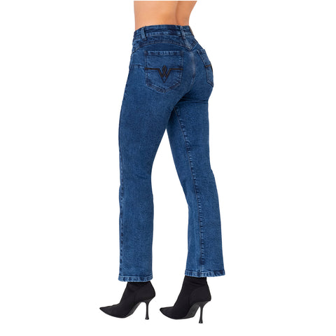 LOWLA 212359 | Regular Rise Butt Lift Straight Colombian Mom Jeans for Women-4-Shapes Secrets Fajas