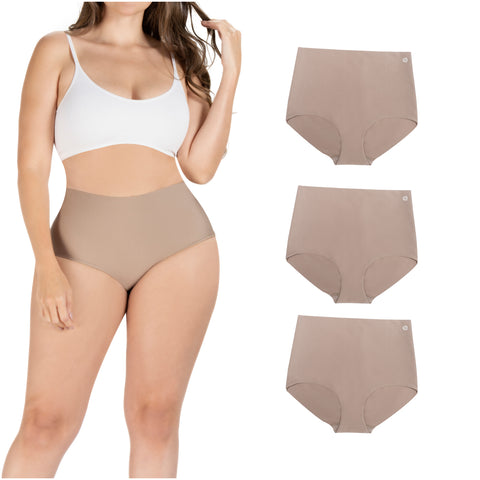 Daily Use Under Wear 3-Pack Tummy Control Mid Rise Shapewear Seamless Shaping Panties Sonryse SP620NC-1-Shapes Secrets Fajas