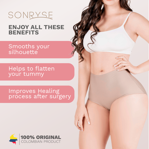 Daily Use Under Wear 3-Pack Tummy Control Mid Rise Shapewear Seamless Shaping Panties Sonryse SP620NC-15-Shapes Secrets Fajas