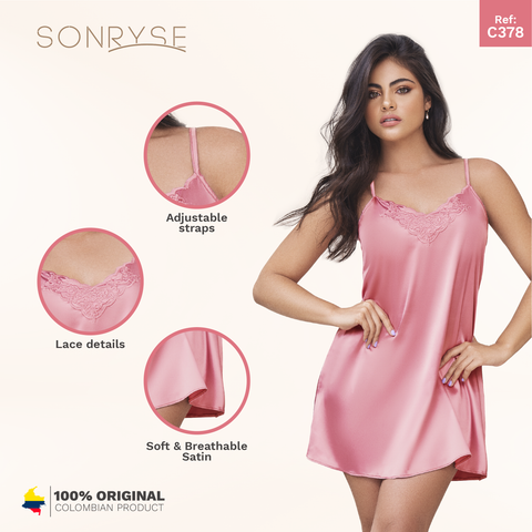 SONRYSE 378 | Women's Satin Dress Silk Robes with Lace Details | Daily Use-7-Shapes Secrets Fajas