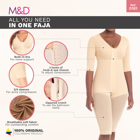 Fajas MYD 0161 | Fajas Completas Reductoras Post Operatorias Colombianas con Brasier para Mujer