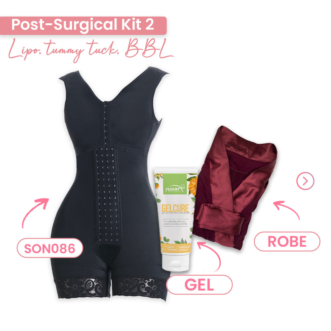 Liposuction Post-Surgery Faja with Removable Thong, High Compression &  Short Length MariaE 9334