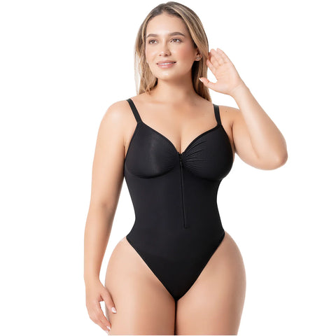Seamless Bodysuit with Built-In Bra | Tummy Control & Front Zipper