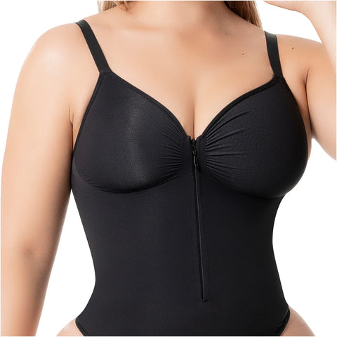 Seamless Bodysuit with Built-In Bra | Tummy Control & Front Zipper