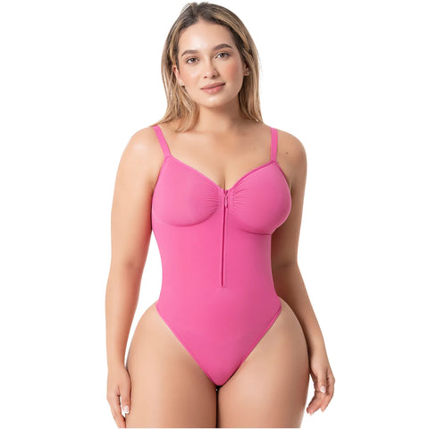 Seamless Bodysuit with Built-In Bra | Tummy Control & Front Zipper