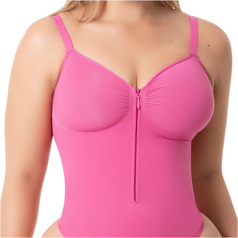 Seamless Bodysuit with Built-In Bra | Tummy Control & Front Zipper