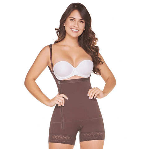 MARIAE FPL3330 Stage 2 Faja Colombiana Post Surgery Postpartum Shapewear Bodysuit Short Length with Side Ziipper & Open Bust