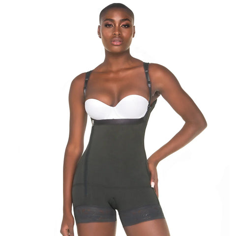 MARIAE FPL3330 Stage 2 Faja Colombiana Post Surgery Postpartum Shapewear Bodysuit Short Length with Side Ziipper & Open Bust