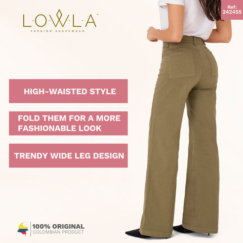 High Waisted White Straight Leg jeans for Women Lowla 242455