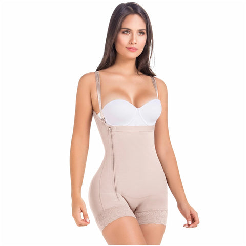 MARIAE FPL3330 Stage 2 Faja Colombiana Post Surgery Postpartum Shapewear Bodysuit Short Length with Side Ziipper & Open Bust