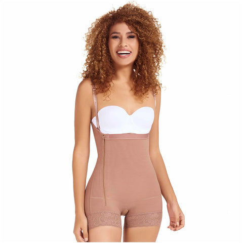 MARIAE FPL3330 Stage 2 Faja Colombiana Post Surgery Postpartum Shapewear Bodysuit Short Length with Side Ziipper & Open Bust