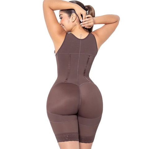 Fajas MariaE RA002 | Fajas Colombianas Butt Lifter Shapewear Bodysuit | Open Bust Knee Length Girdle | Powernet-2-Shapes Secrets Fajas