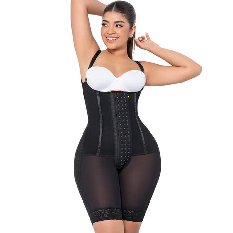 Fajas MariaE RA002 | Fajas Colombianas Butt Lifter Shapewear Bodysuit | Open Bust Knee Length Girdle | Powernet-5-Shapes Secrets Fajas