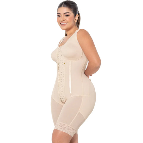 Fajas MariaE RA001 Fajas Colombianas Knee Length Bodysuit | Butt Lifter Everyday Shaper | Powernet-2-Shapes Secrets Fajas