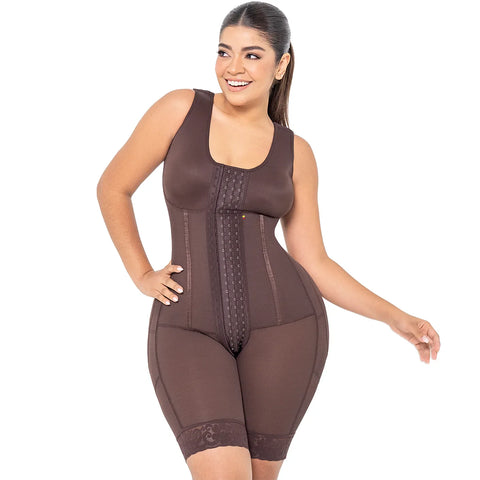 MARIAE RXC633V Fajas Colombianas Tummy Control Shapewear Bodysuit Mid Thigh Body Shaper with Built-in Bra