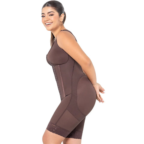 MARIAE RXC633V Fajas Colombianas Tummy Control Shapewear Bodysuit Mid Thigh Body Shaper with Built-in Bra