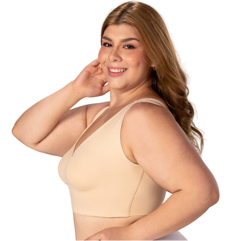 V-Neck Seamless Lift Top | Pre-Molded Bra Support | MYD B06006