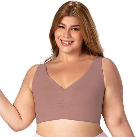 V-Neck Seamless Lift Top | Pre-Molded Bra Support | MYD B06006