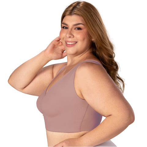 V-Neck Seamless Lift Top | Pre-Molded Bra Support | MYD B06006
