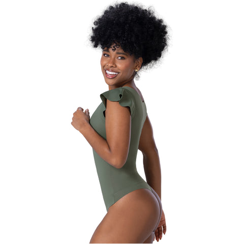 Flutter-Sleeve Bodysuit | Light Control V-Neck Shaper | MYD BD06014