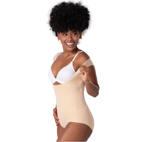 Extra-Short Seamless Bodysuit | Open Bust Thong Shaper | MYD FEX06035