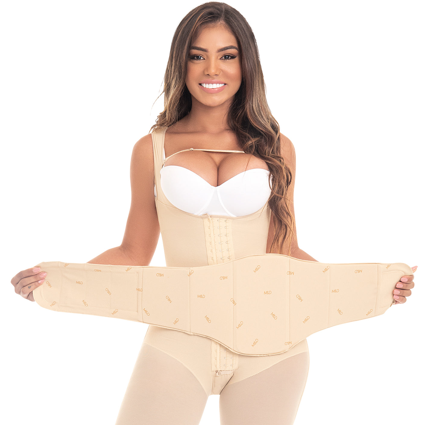 MyD 0016 Front Closure Compression Post Surgical Bras for Women Fajas  Colombianas Beige L