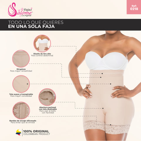 Fajas Salome 0218 | Fajas Colombianas Reductoras y Moldeadoras para Adelgazar Abdomen y Cintura | Shorts Levanta Cola Talle Alto