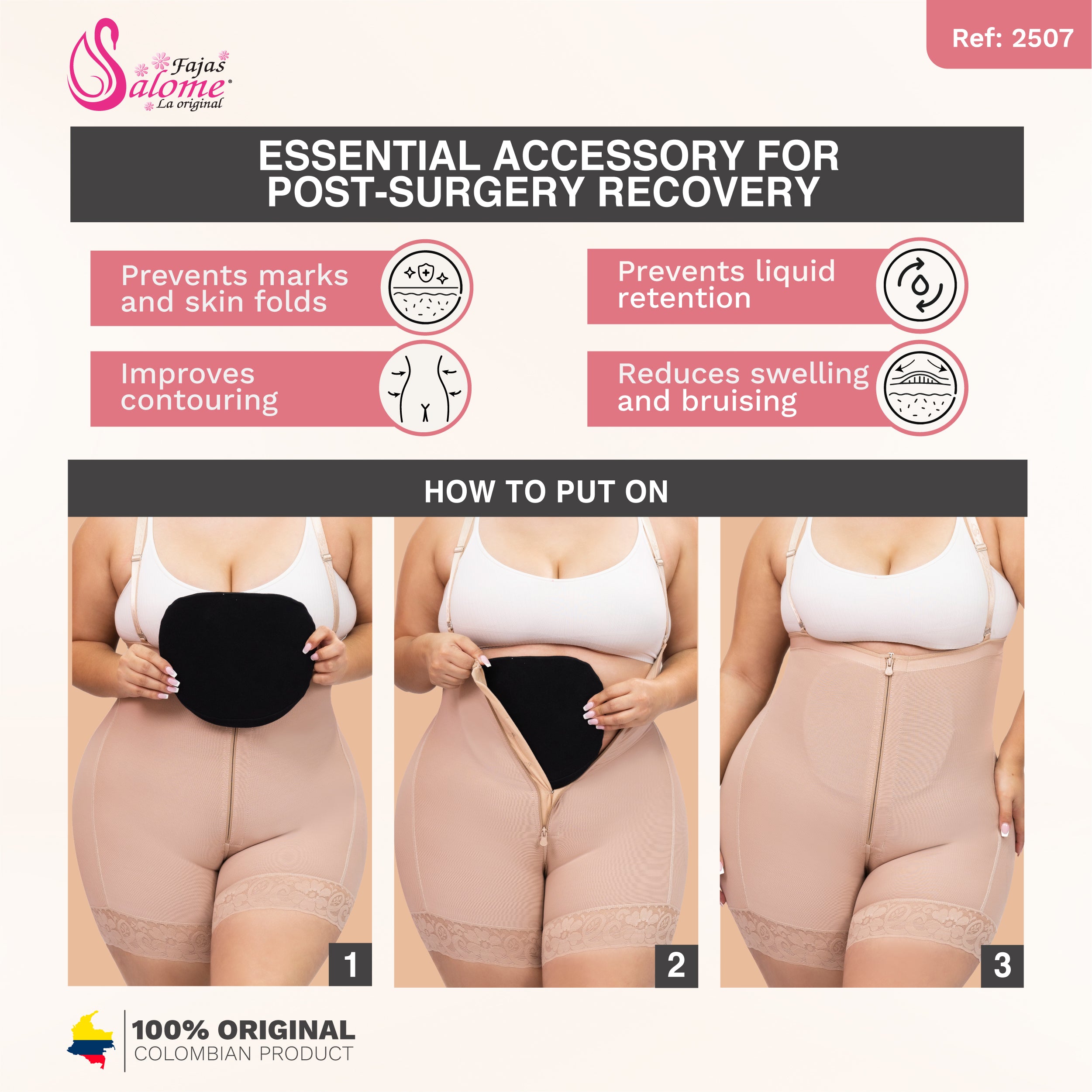 Fajas Salome 2507 Tabla Abdominal Post Liposuccion para Faja Shapes