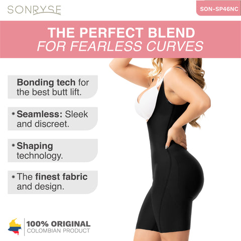 Sonryse SP46NC Soft Buttock Lift Shapewear Tummy Control Bodysuit Open Bust & Mid-thigh