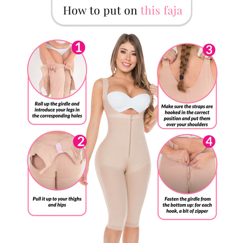 Tummy Tuck and Thigh Liposuction Post-Surgery Faja with Closure System, Bathroom-Friendly Crotch & High Compression Salome 0520-5-Shapes Secrets Fajas
