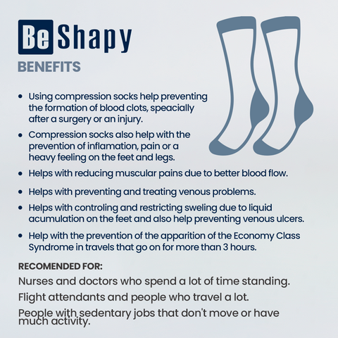 Be Shapy | Knee High Leg Compression Socks | Largas Unisex-6-Shapes Secrets Fajas