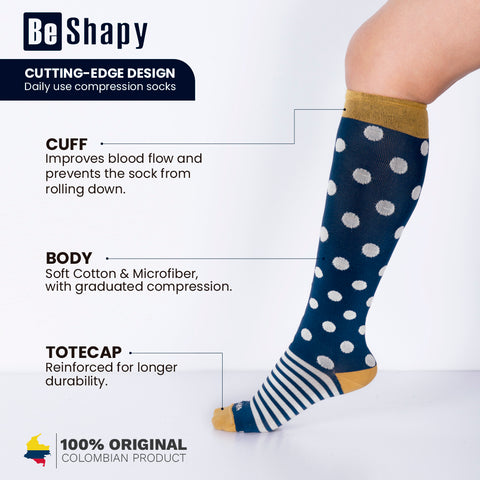 Be Shapy | Knee High Compression Socks Open Toes Support Stockings | Medias de Compresión con Abertura en Dedos-3-Shapes Secrets Fajas