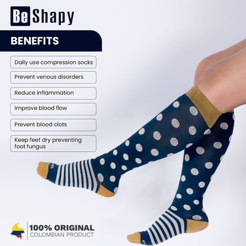 Be Shapy | Knee High Length Compression Socks for Daily Use | Medias Largas para Caballero-5-Shapes Secrets Fajas