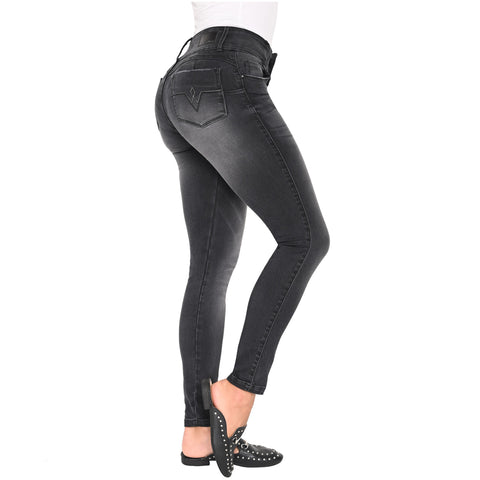 Lowla 212141 | Colombian High Rise Bum Lift Ripped Skinny Prewash Jeans for Women