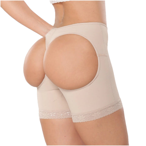 Diane & Geordi 2398 | Butt Lifter Mid Thigh Faja Shorts with Cut Outs-5-Shapes Secrets Fajas