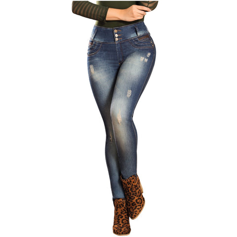 DRAXY 1336 Colombian Mid Rise Skinny Jeans Ripped Details - SS