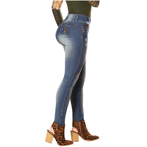 DRAXY 1336 Colombian Mid Rise Skinny Jeans Ripped Details - SS