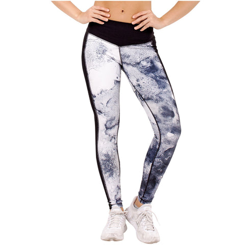 FLEXMEE 946071 Marble Sublimated Mid Rise Leggings With Pockets | Microfiber - Shapes Secrets