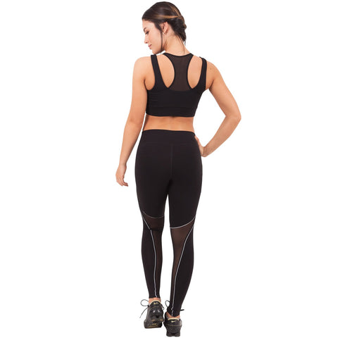 FLEXMEE 946074 Waves Mid Rise Active Leggings With Mesh | Supplex 360 - Shapes Secrets