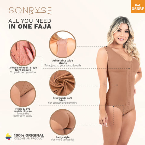 Fajas Sonryse 056BF | Colombian Postpartum Shapewear Bodysuit with Built-in Bra-5-Shapes Secrets Fajas