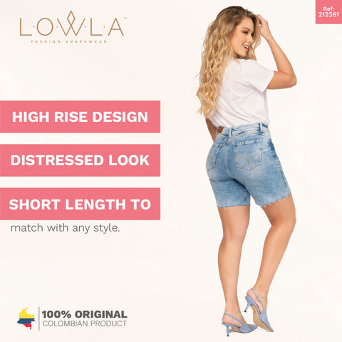 Butt Lifter High Waisted Shorts Denim Distressed Jeans for Women Lowla 232361-12-Shapes Secrets Fajas