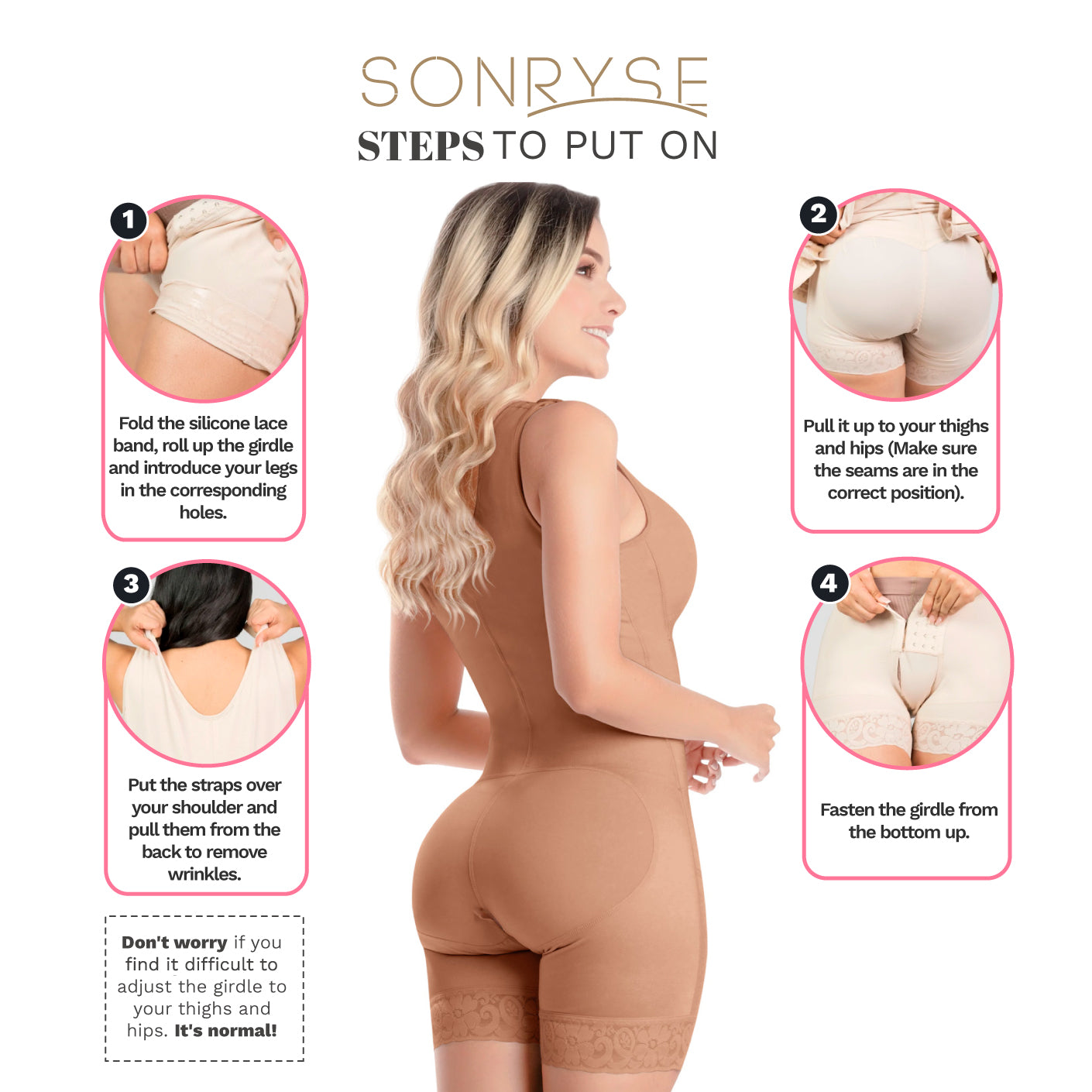 Postpartum C-Section and Post-Surgery BBL Support with Built-in Bra, High Back & Medium Compression Fajas Sonryse 053ZL-18-Shapes Secrets Fajas
