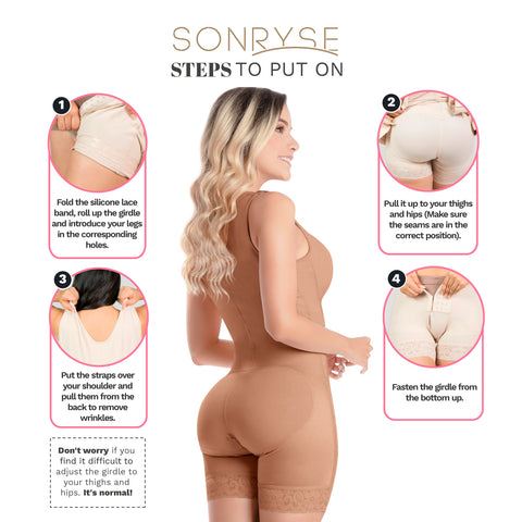 Postpartum C-Section and Post-Surgery BBL Support with Built-in Bra, High Back & Medium Compression Fajas Sonryse 053ZL-18-Shapes Secrets Fajas