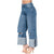 Women Distressed Denim High Rise Full Length Wide Leg Jeans Lowla 212395-4-Shapes Secrets Fajas